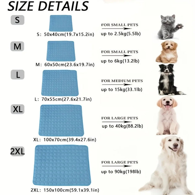 Extra Large Dog Cooling Mat - Summer Cold Bed & Pet Blanket