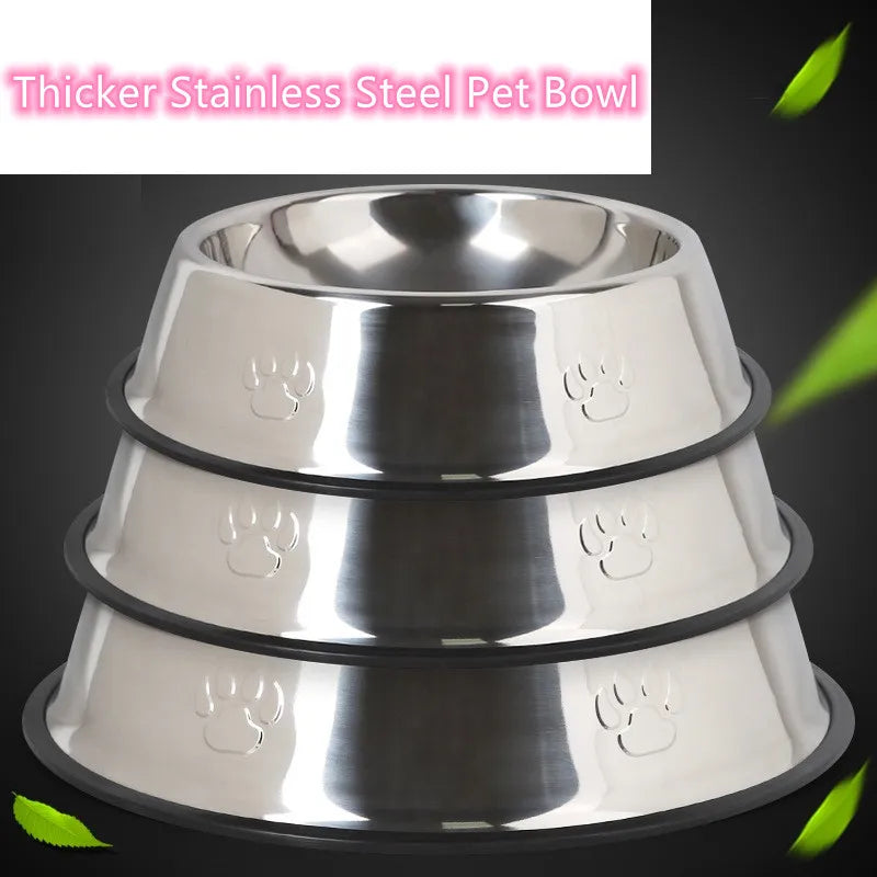 Quality Paw Stainless Steel Skidproof Dog & Cat Bowls - 6 Sizes