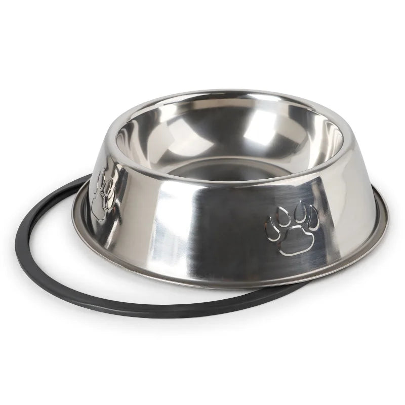 Quality Paw Stainless Steel Skidproof Dog & Cat Bowls - 6 Sizes