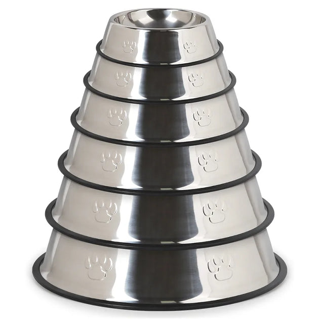 Quality Paw Stainless Steel Skidproof Dog & Cat Bowls - 6 Sizes