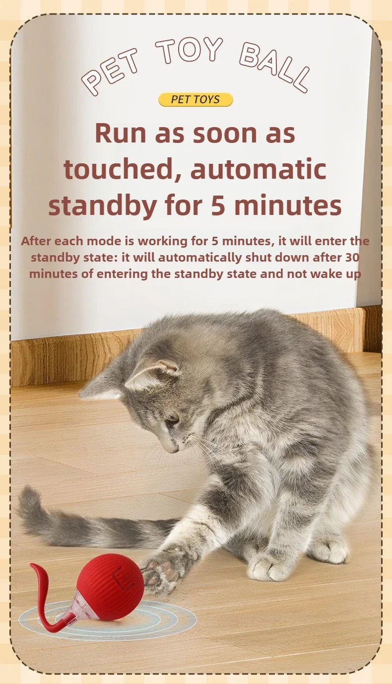 Interactive Self-Moving Electric Cat Ball - Automatic Rolling Toy for Kittens