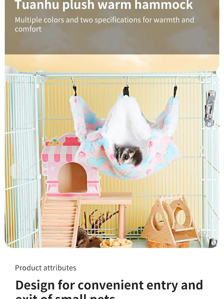 Double-Sided Hamster Hammock - Warm Hanging Bed for Small Pets & Guinea Pigs