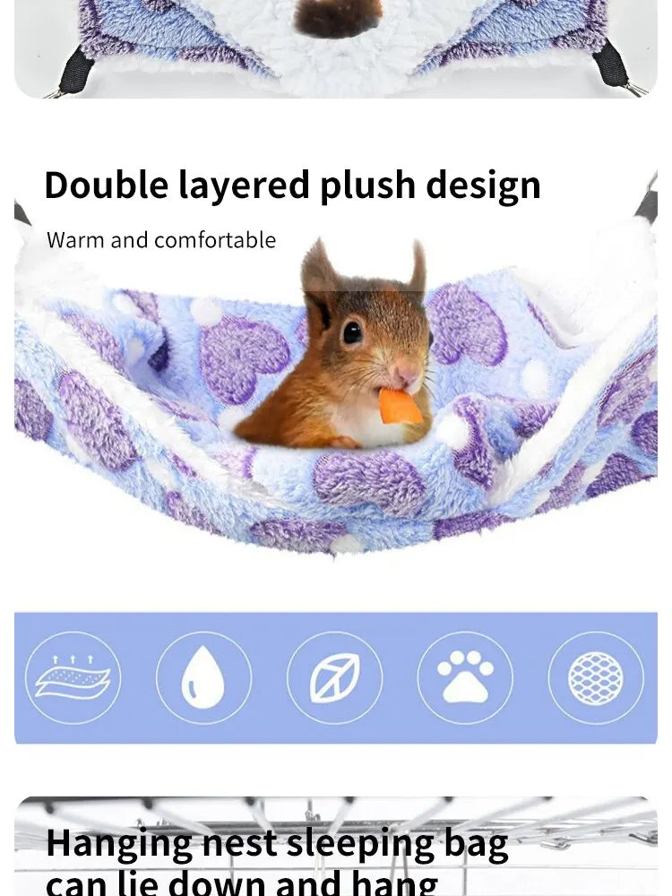 Double-Sided Hamster Hammock - Warm Hanging Bed for Small Pets & Guinea Pigs