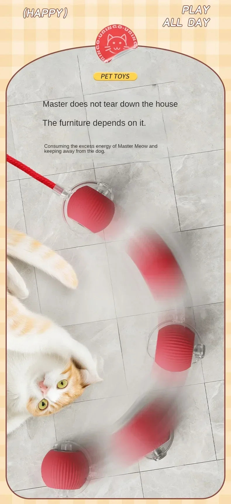 Interactive Self-Moving Electric Cat Ball - Automatic Rolling Toy for Kittens