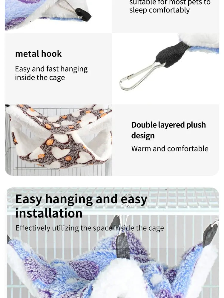 Double-Sided Hamster Hammock - Warm Hanging Bed for Small Pets & Guinea Pigs