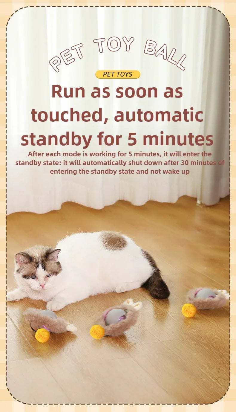 Interactive Self-Moving Electric Cat Ball - Automatic Rolling Toy for Kittens