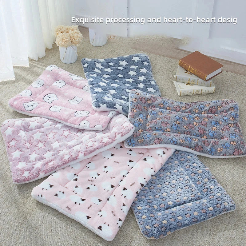 Flannel Pet Sleeping Mat & Dog Bed - Soft Cushion for Small & Large Pets