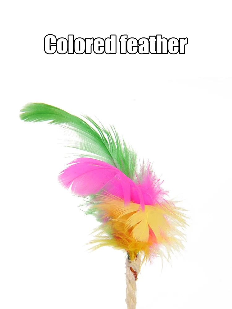 Colorful Feather Cat Toy - Sisal Ball & Interactive Claw Grinding Toy