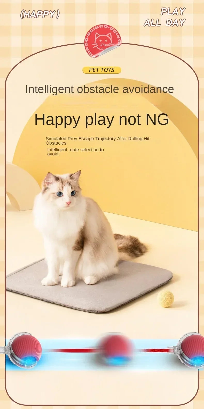 Interactive Self-Moving Electric Cat Ball - Automatic Rolling Toy for Kittens