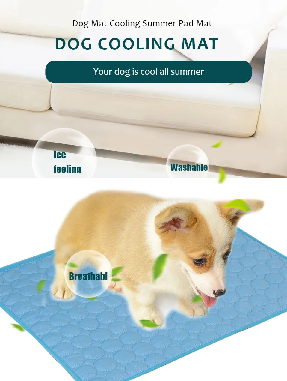 Extra Large Dog Cooling Mat - Summer Cold Bed & Pet Blanket