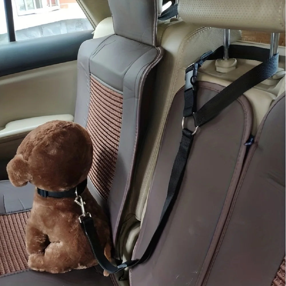 Durable Nylon Dog Car Seat Belt - Adjustable Travel Safety Lead for Small & Large Dogs
