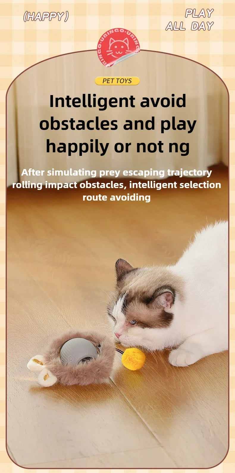 Interactive Self-Moving Electric Cat Ball - Automatic Rolling Toy for Kittens