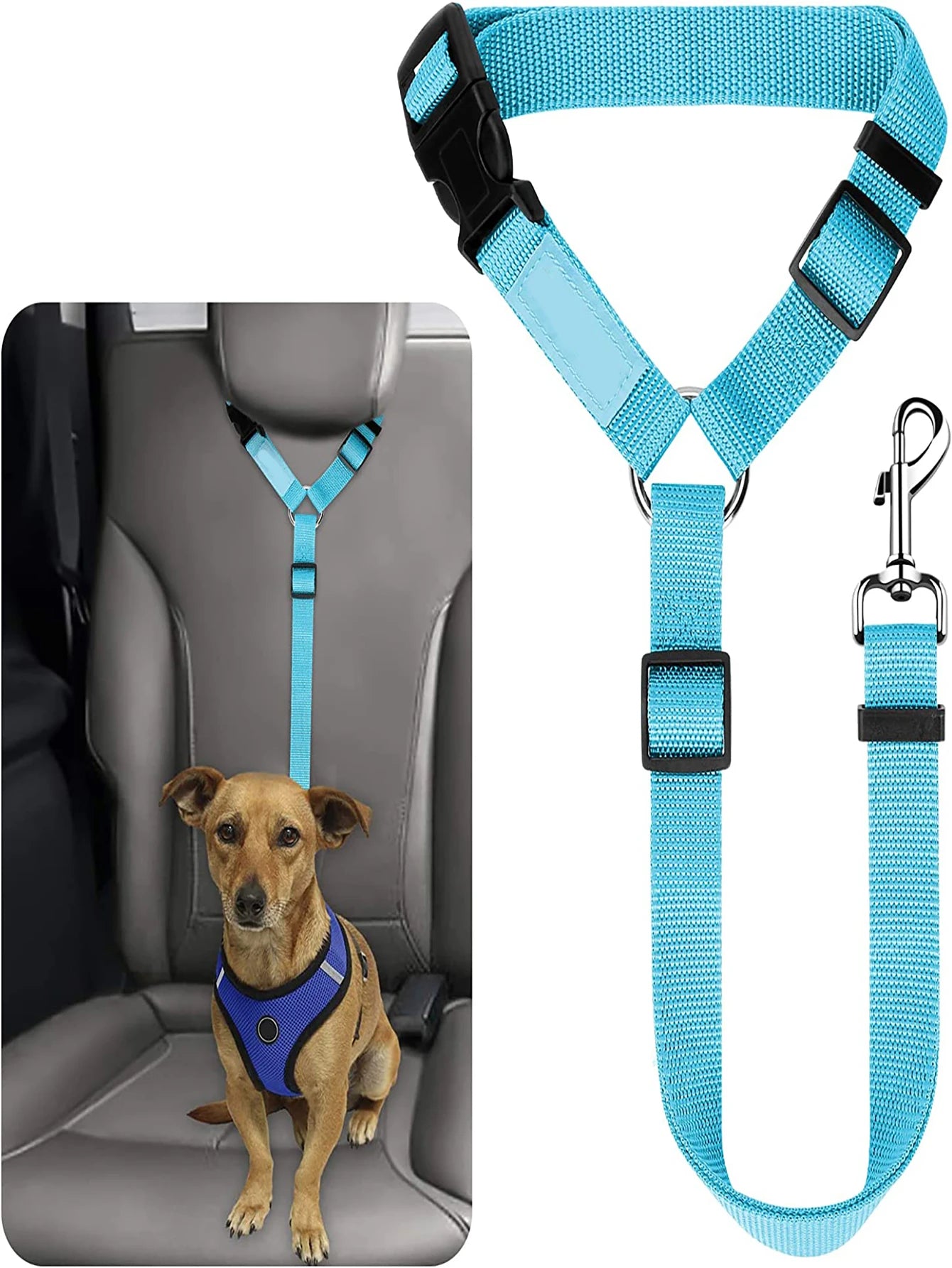 Durable Nylon Dog Car Seat Belt - Adjustable Travel Safety Lead for Small & Large Dogs