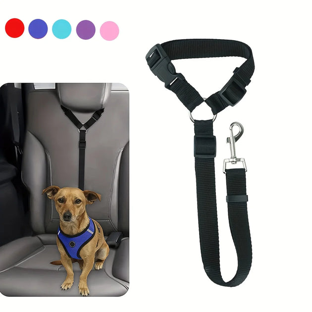 Durable Nylon Dog Car Seat Belt - Adjustable Travel Safety Lead for Small & Large Dogs