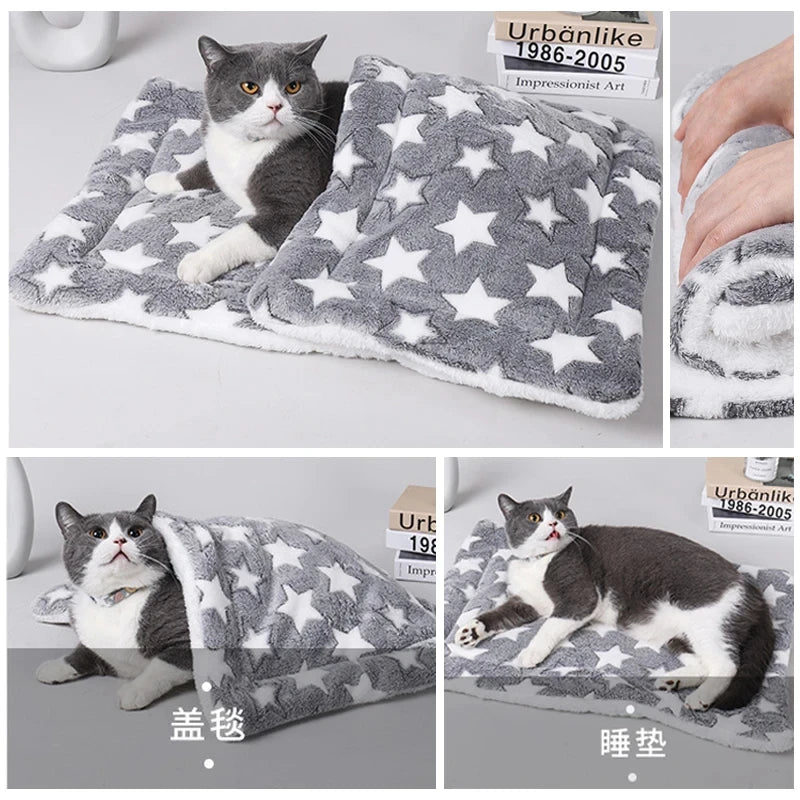 Flannel Pet Sleeping Mat & Dog Bed - Cozy Cushion for Small & Large Pets