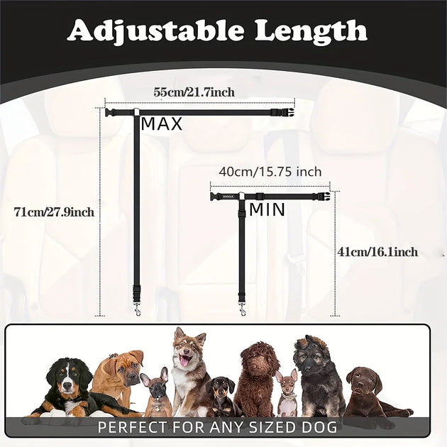 Durable Nylon Dog Car Seat Belt - Adjustable Travel Safety Lead for Small & Large Dogs