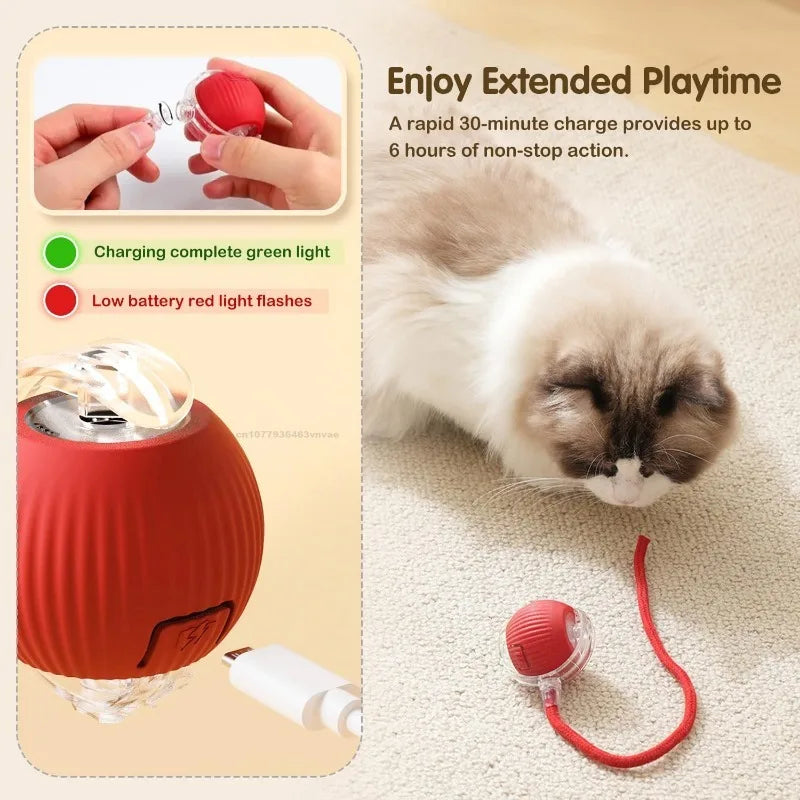 Interactive Self-Moving Electric Cat Ball - Automatic Rolling Toy for Kittens